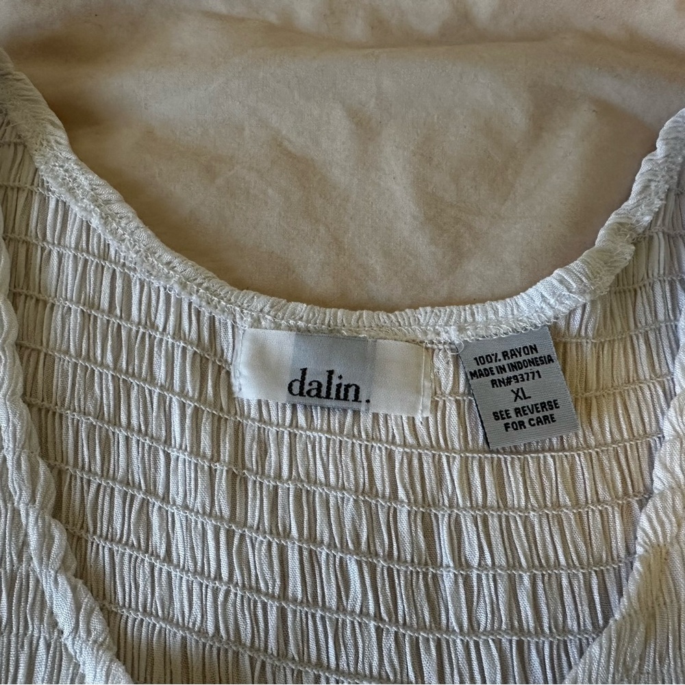 Dalin White Maxi Dress Sleeveless Smocked Bodice Cottagecore Size XL - Picture 8 of 8
